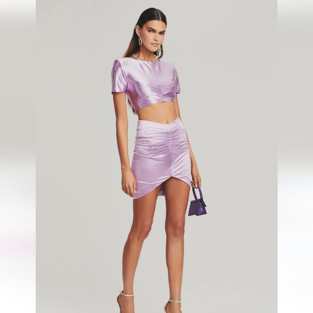Retrofete Dehl Skirt in Lilac Purple Size Large NWT Satin Fabric